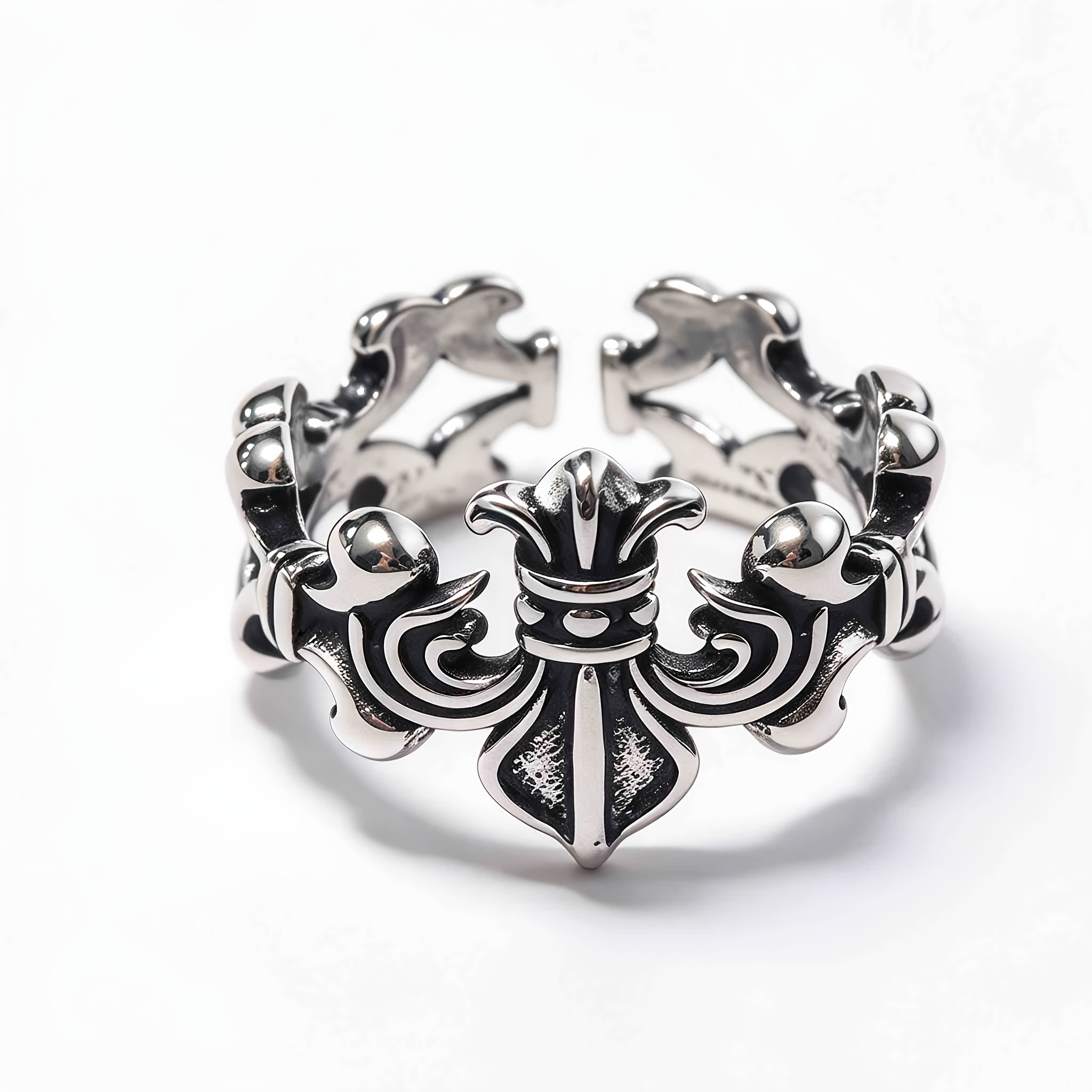 Unisex Retro Carved Pattern Adjustable Open Ring, Statement Piece